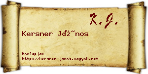 Kersner János névjegykártya